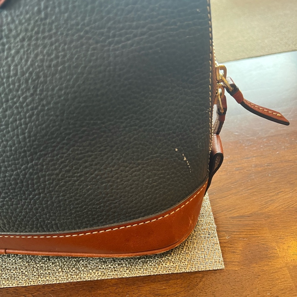 Dooney & Bourke Brown and Blue Leather Satchel - Picture 4 of 8